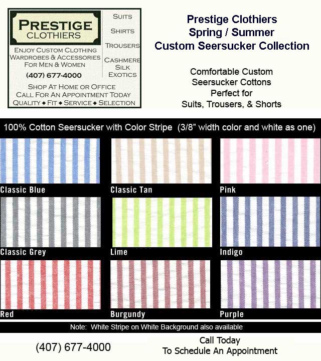 Custom Seersucker Cottons Collection - Prestige Clothiers